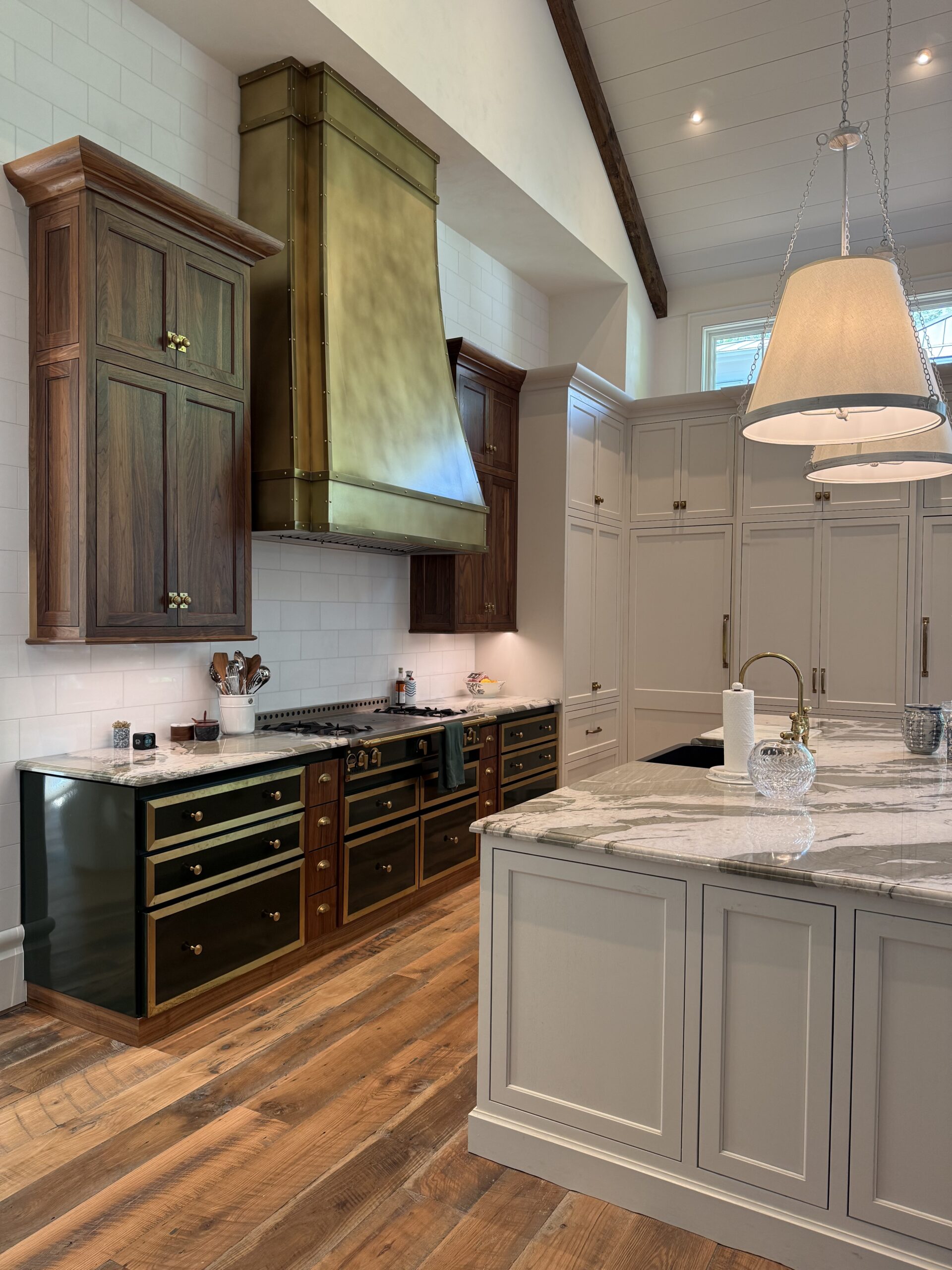 wood and white cabinets