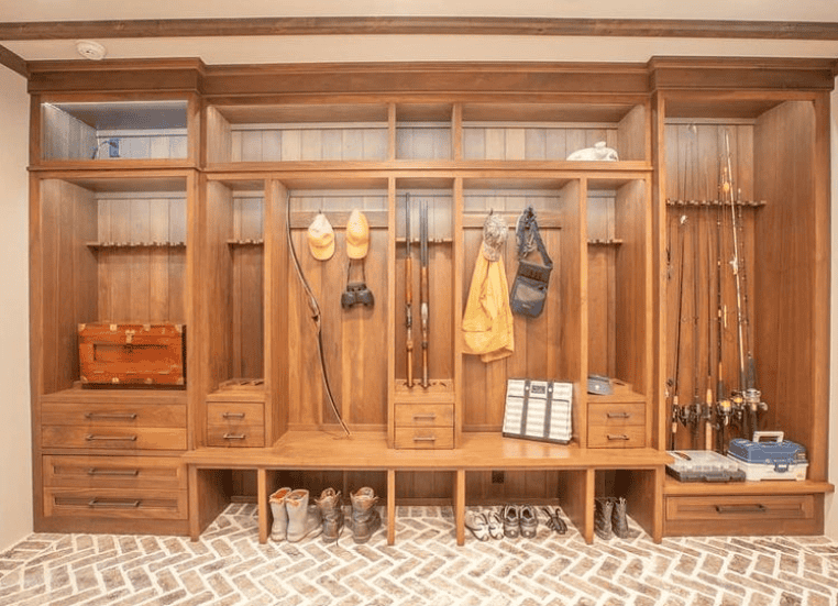 Gun Room project – custom cabinetry and woodwork by AWD of Savannah